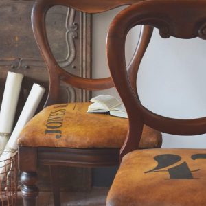 Fabric painted leather look chair by Jonathon Marc Mendes